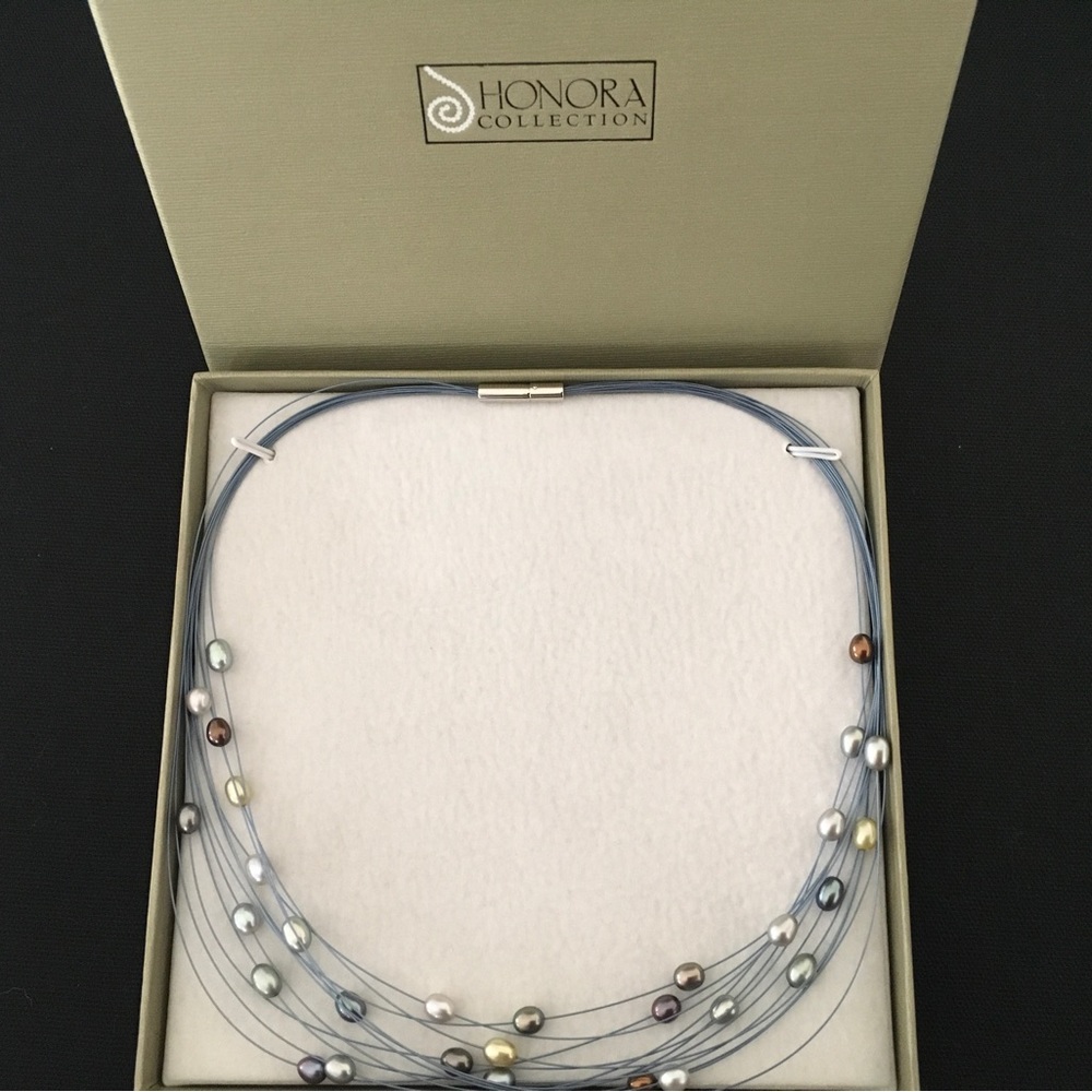 HONORA 12 Strand 18” Floating Pearl Necklace Like New In Box